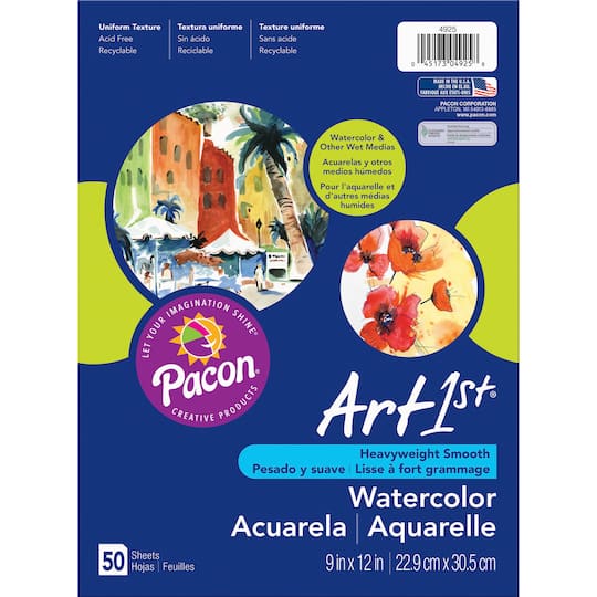 4 Packs: 3 Packs 50 ct. (600 total) Pacon&#xAE; Art1st&#xAE; 9&#x22; x 12&#x22; White Watercolor Paper